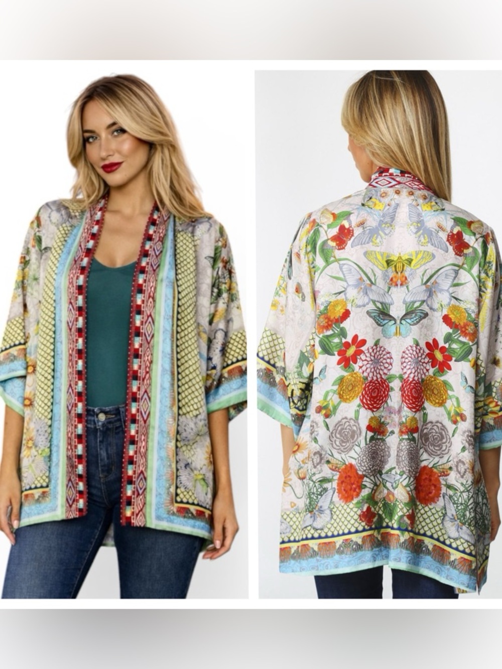 Johnny Was Claret embroidered beaded, silk kimono jacket NWT RARE